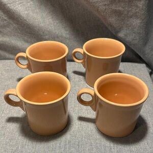Fiesta Peach Glazed Ceramic Coffee Mugs - Set of 4